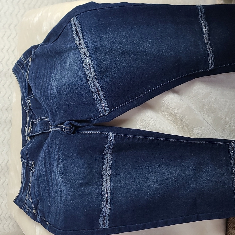 Faded glory plus size embellished jeans.